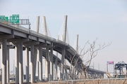 Goethals Bridge, FDNY advising EMS tug company is taking subject to the NJ side. March 11, 2021. (Staten Island Advance/Jan Somma-Hammel)