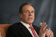 Former governor Andrew Cuomo addresses the Staten Island Economic Development Corporation (SIEDC) 2025 SIEDC Business Conference on Wednesday, April 30, at the Hilton Garden Inn in Staten Island. (Advance/SILive.com | Jan Somma-Hammel) STATEN ISLAND ADVANCE