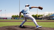 Christian Allegretti takes the mound for the FerryHawks at SIUH Community Park.