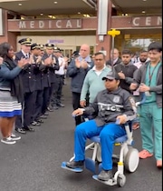 NYPD Officer Chowdhury Nafees is released from the hospital days after the 27-year-old officer was critically injured while off duty in a violent robbery on May 24, 2025, around 4 a.m. in the vicinity of 1473 St. Peters Ave. in the Bronx.