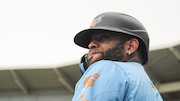 Pablo Sandoval (2012 World Series MVP) waits in the on-deck circle at SIUH Community Park