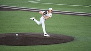 FerryHawks pitcher, Jack Mahoney fires a pitch at SIUH Community Park.