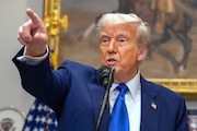 President Donald Trump answers a reporter's question during an event in the Roosevelt Room at the White House on May 12 in Washington. (AP Photo/Mark Schiefelbein)